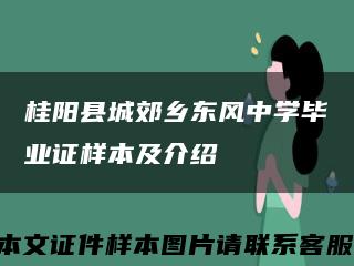 桂阳县城郊乡东风中学毕业证样本及介绍缩略图
