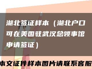 湖北签证样本（湖北户口可在美国驻武汉总领事馆申请签证）缩略图
