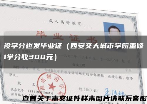 没学分也发毕业证（西安交大城市学院重修1学分收300元）缩略图