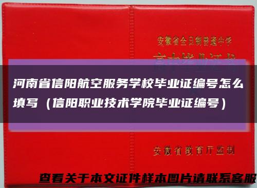 河南省信阳航空服务学校毕业证编号怎么填写（信阳职业技术学院毕业证编号）缩略图