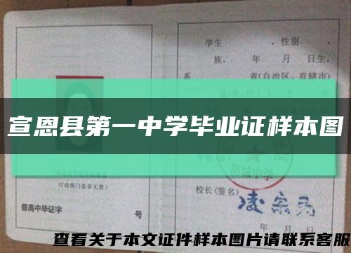 宣恩县第一中学毕业证样本图缩略图