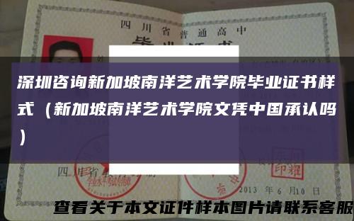 深圳咨询新加坡南洋艺术学院毕业证书样式（新加坡南洋艺术学院文凭中国承认吗）缩略图