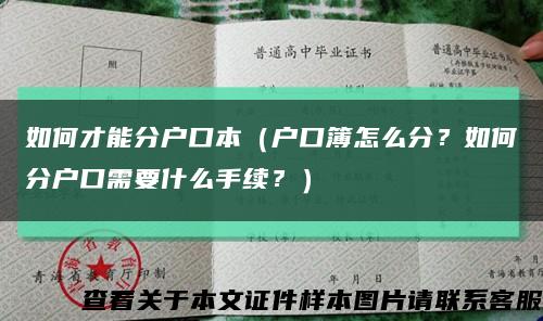 如何才能分户口本（户口簿怎么分？如何分户口需要什么手续？）缩略图
