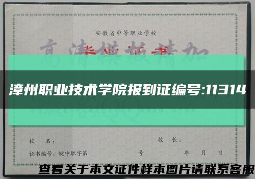 漳州职业技术学院报到证编号:11314缩略图