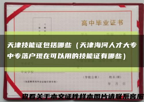 天津技能证包括哪些（天津海河人才大专中专落户现在可以用的技能证有哪些）缩略图