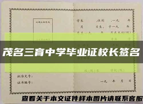 茂名三育中学毕业证校长签名缩略图