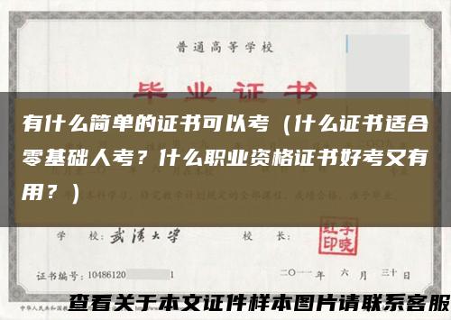有什么简单的证书可以考（什么证书适合零基础人考？什么职业资格证书好考又有用？）缩略图