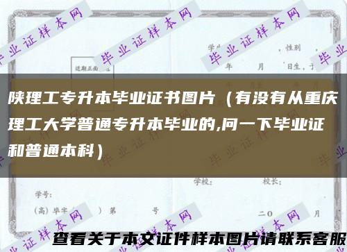 陕理工专升本毕业证书图片（有没有从重庆理工大学普通专升本毕业的,问一下毕业证和普通本科）缩略图