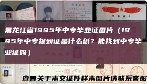 黑龙江省1995年中专毕业证图片（1995年中专报到证是什么纸？能找到中专毕业证吗）缩略图
