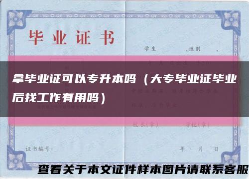 拿毕业证可以专升本吗（大专毕业证毕业后找工作有用吗）缩略图