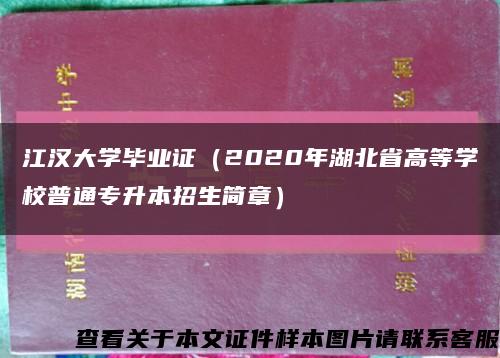 江汉大学毕业证（2020年湖北省高等学校普通专升本招生简章）缩略图