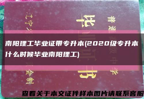 南阳理工毕业证带专升本(2020级专升本什么时候毕业南阳理工)缩略图