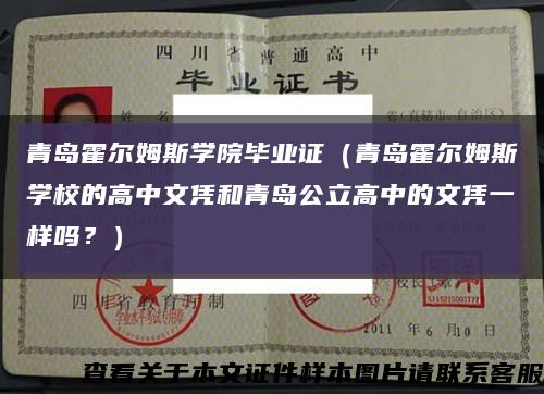 青岛霍尔姆斯学院毕业证（青岛霍尔姆斯学校的高中文凭和青岛公立高中的文凭一样吗？）缩略图