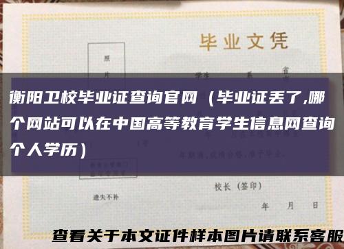 衡阳卫校毕业证查询官网（毕业证丢了,哪个网站可以在中国高等教育学生信息网查询个人学历）缩略图
