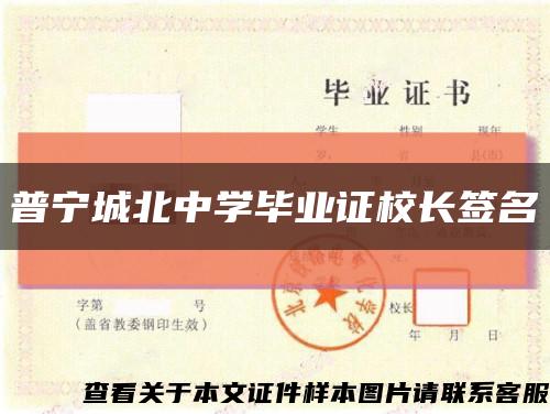 普宁城北中学毕业证校长签名缩略图