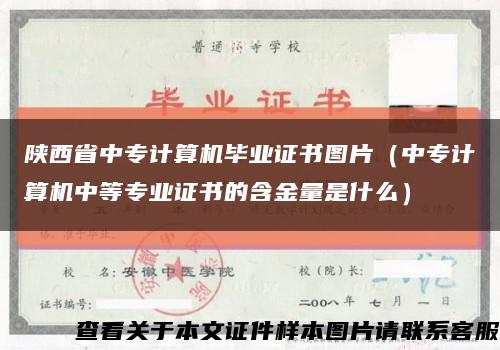 陕西省中专计算机毕业证书图片（中专计算机中等专业证书的含金量是什么）缩略图