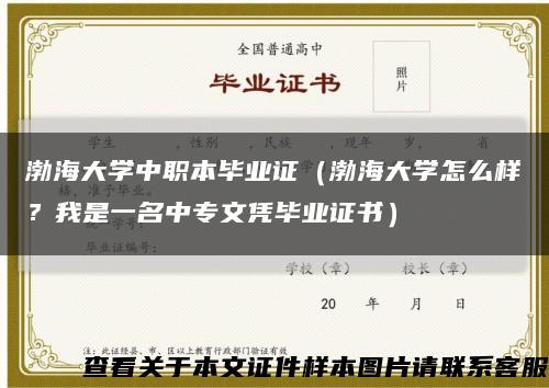 渤海大学中职本毕业证（渤海大学怎么样？我是一名中专文凭毕业证书）缩略图