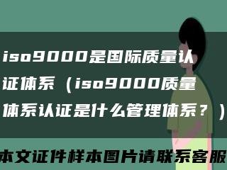 iso9000是国际质量认证体系（iso9000质量体系认证是什么管理体系？）缩略图