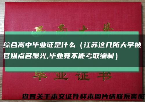 综合高中毕业证是什么（江苏这几所大学被官媒点名曝光,毕业竟不能考取编制）缩略图