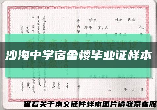 沙海中学宿舍楼毕业证样本缩略图
