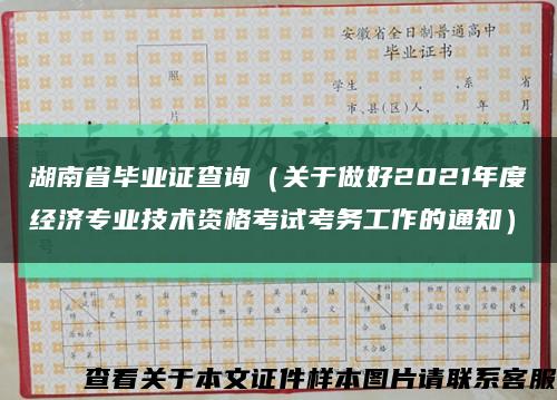 湖南省毕业证查询（关于做好2021年度经济专业技术资格考试考务工作的通知）缩略图