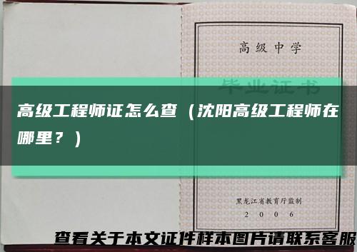 高级工程师证怎么查（沈阳高级工程师在哪里？）缩略图
