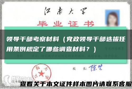 领导干部考察材料（党政领导干部选拔任用条例规定了哪些调查材料？）缩略图