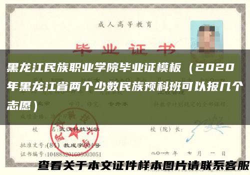 黑龙江民族职业学院毕业证模板（2020年黑龙江省两个少数民族预科班可以报几个志愿）缩略图