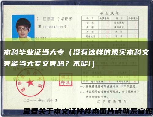 本科毕业证当大专（没有这样的现实本科文凭能当大专文凭吗？不能!）缩略图