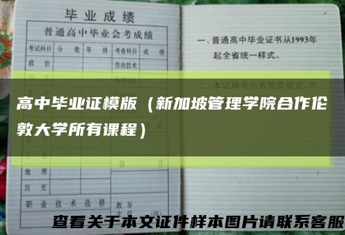 高中毕业证模版（新加坡管理学院合作伦敦大学所有课程）缩略图