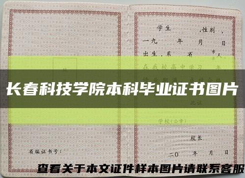 长春科技学院本科毕业证书图片缩略图