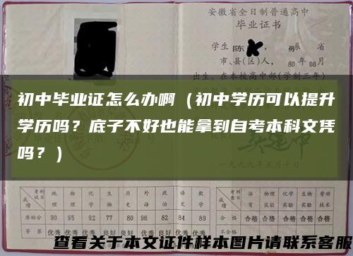 初中毕业证怎么办啊（初中学历可以提升学历吗？底子不好也能拿到自考本科文凭吗？）缩略图