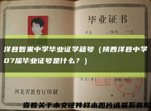 洋县智果中学毕业证学籍号（陕西洋县中学07届毕业证号是什么？）缩略图
