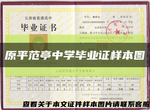 原平范亭中学毕业证样本图缩略图