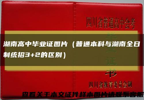 湖南高中毕业证图片（普通本科与湖南全日制统招3+2的区别）缩略图
