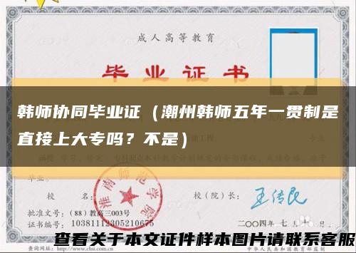 韩师协同毕业证（潮州韩师五年一贯制是直接上大专吗？不是）缩略图