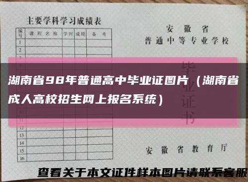 湖南省98年普通高中毕业证图片（湖南省成人高校招生网上报名系统）缩略图