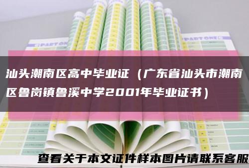 汕头潮南区高中毕业证（广东省汕头市潮南区鲁岗镇鲁溪中学2001年毕业证书）缩略图