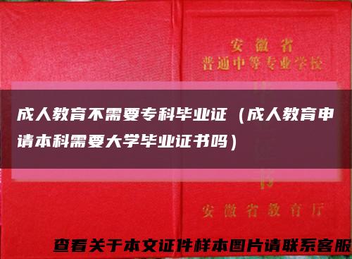成人教育不需要专科毕业证（成人教育申请本科需要大学毕业证书吗）缩略图