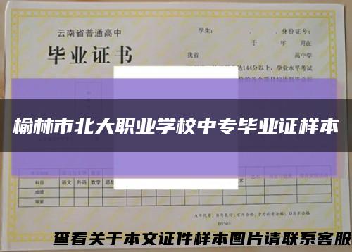 榆林市北大职业学校中专毕业证样本缩略图