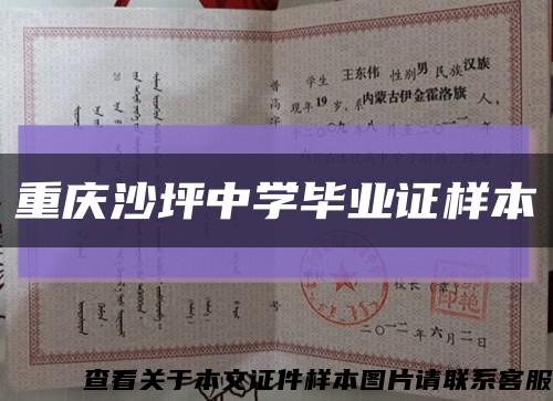 重庆沙坪中学毕业证样本缩略图