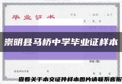 崇明县马桥中学毕业证样本缩略图