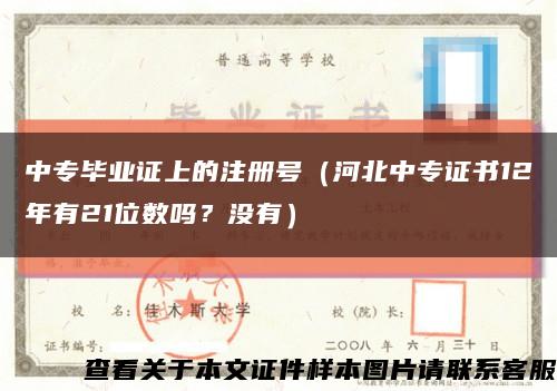 中专毕业证上的注册号（河北中专证书12年有21位数吗？没有）缩略图