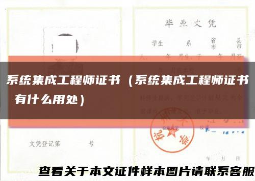 系统集成工程师证书（系统集成工程师证书 有什么用处）缩略图