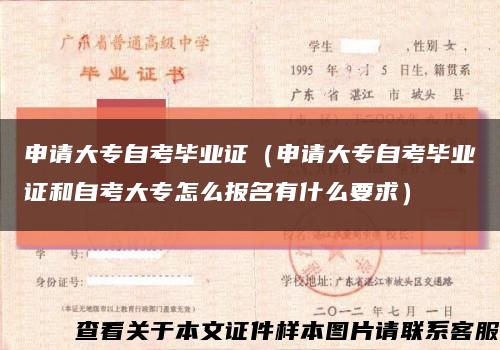 申请大专自考毕业证（申请大专自考毕业证和自考大专怎么报名有什么要求）缩略图