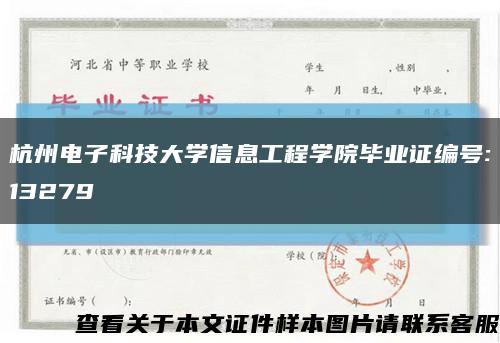 杭州电子科技大学信息工程学院毕业证编号:13279缩略图