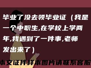 毕业了没去领毕业证（我是一个中职生,在学校上学两年,我遇到了一件事,老师发出来了）缩略图