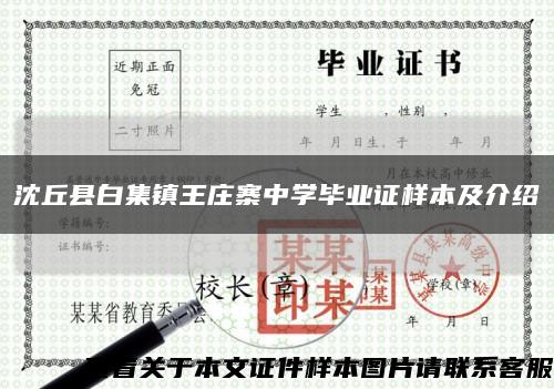 沈丘县白集镇王庄寨中学毕业证样本及介绍缩略图