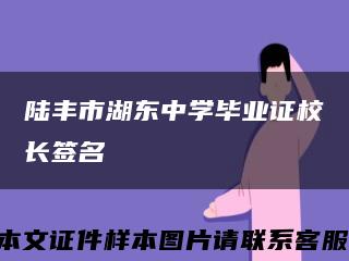 陆丰市湖东中学毕业证校长签名缩略图