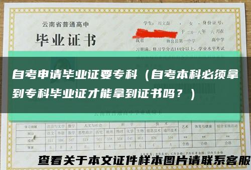 自考申请毕业证要专科（自考本科必须拿到专科毕业证才能拿到证书吗？）缩略图